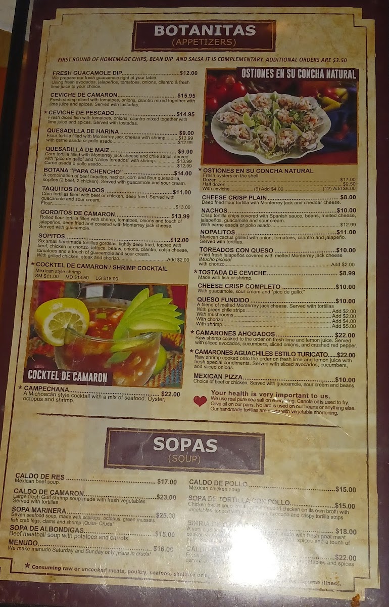 Bonito Michoacan Mexican Restaurant Menu - Image 5